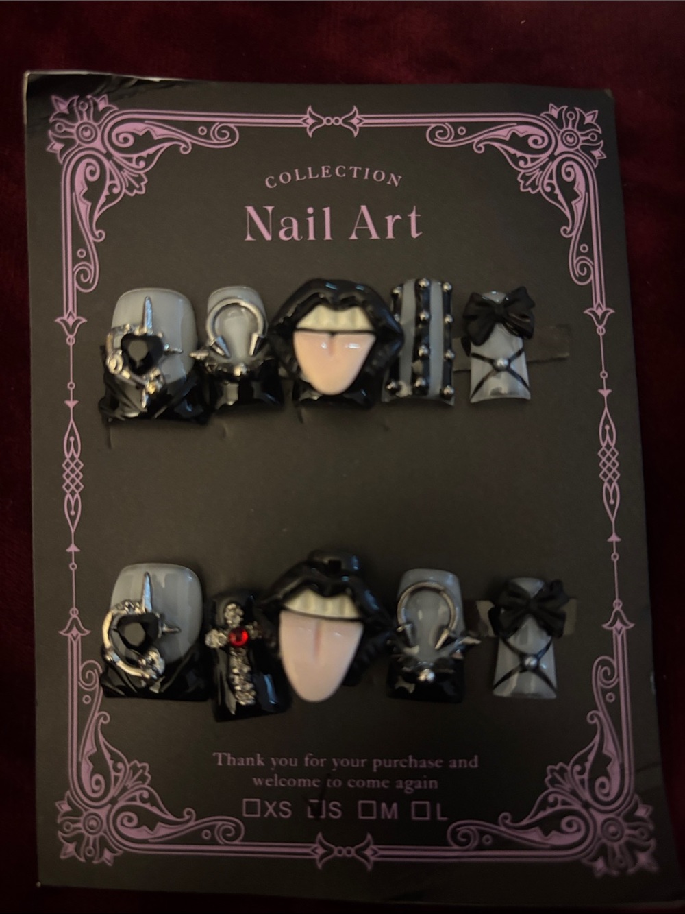 Nail Art Press-On Set  Black & Gray